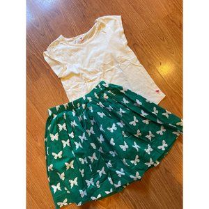 Girls Size 10Y Pink Chickens Shirt & Crewcuts Butterfly Skirt 2pc